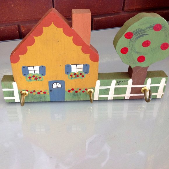 Accents | Solid Wood Hand Painted House Tree Key Rack | Poshmark